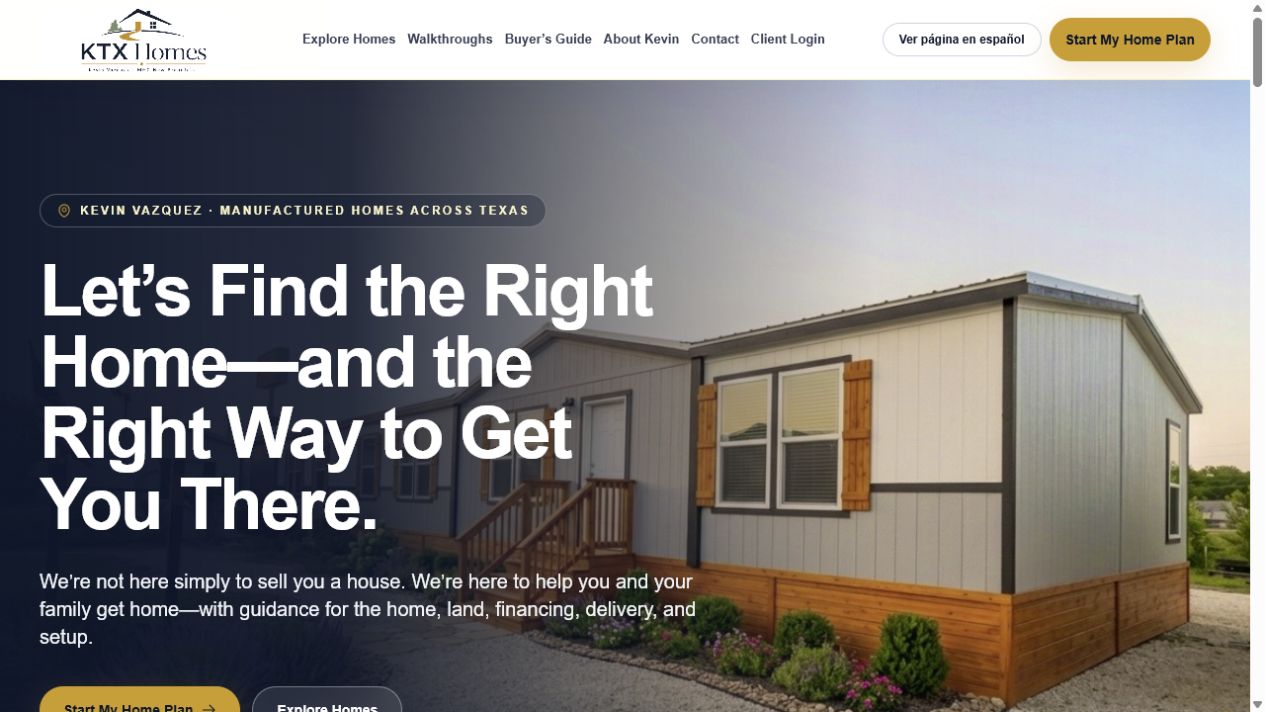 Live KTX Homes website homepage